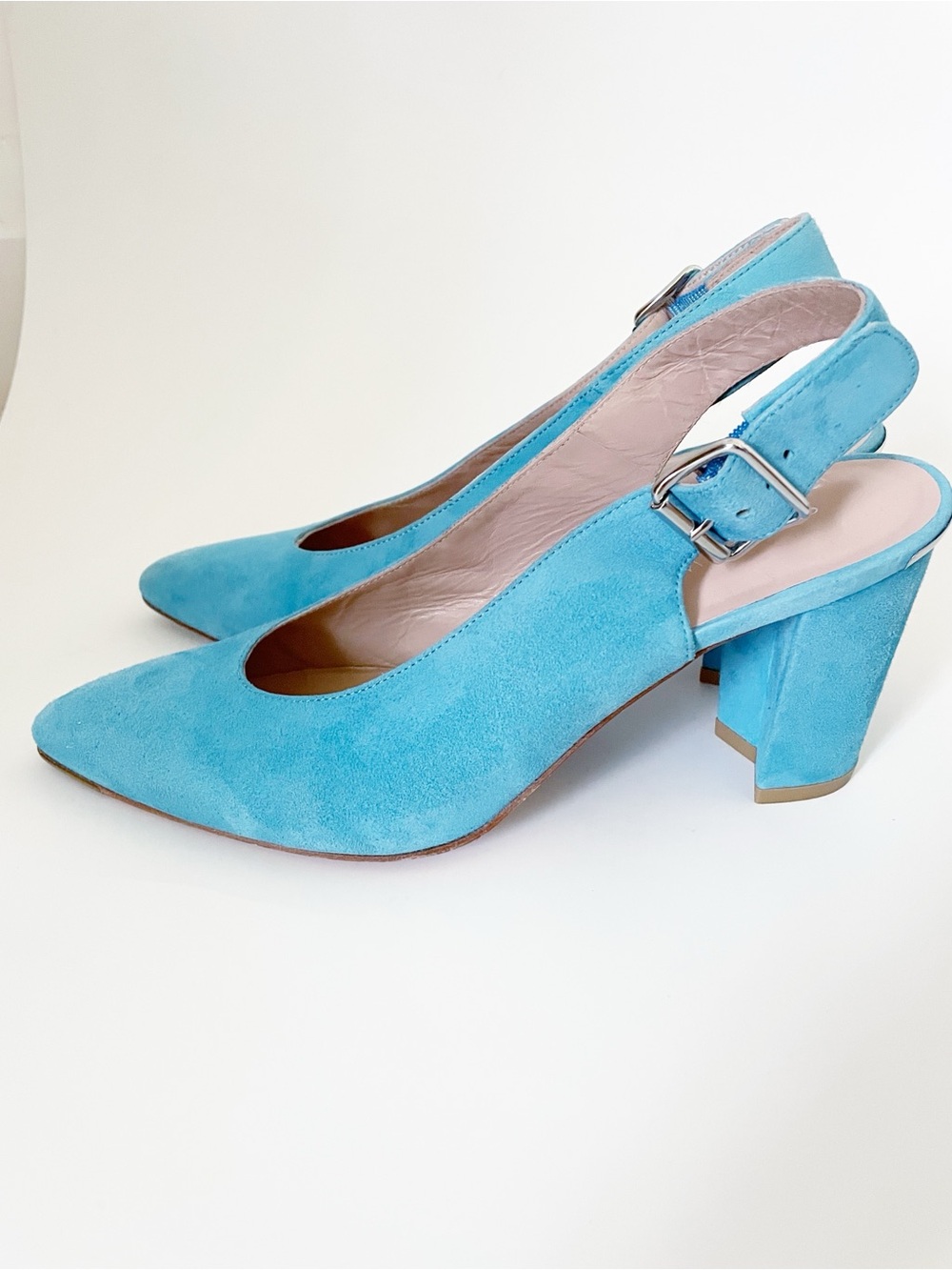 Stuart WEITZMAN blue suede slingback pumps size 7.5 - Picture 6 of 13